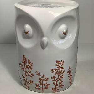 Candelabro grande de cerámica con forma de búho de 3 mechas de Bath & Body Works de 6,5 pulgadas.