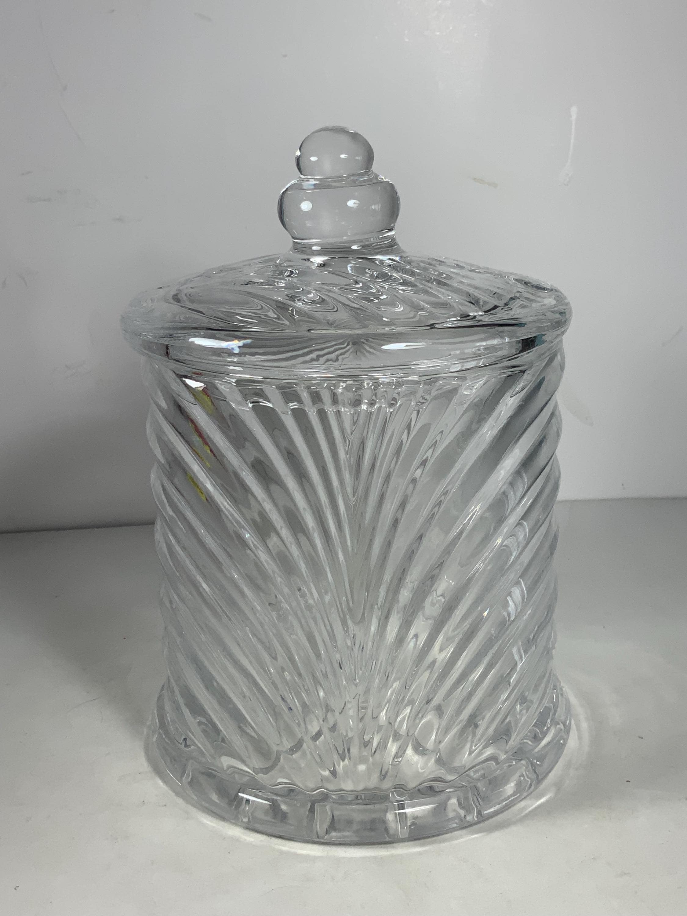 ヴィンテージ クリスタル 渦巻き クッキー/ビスケット ジャー 蓋付き 9