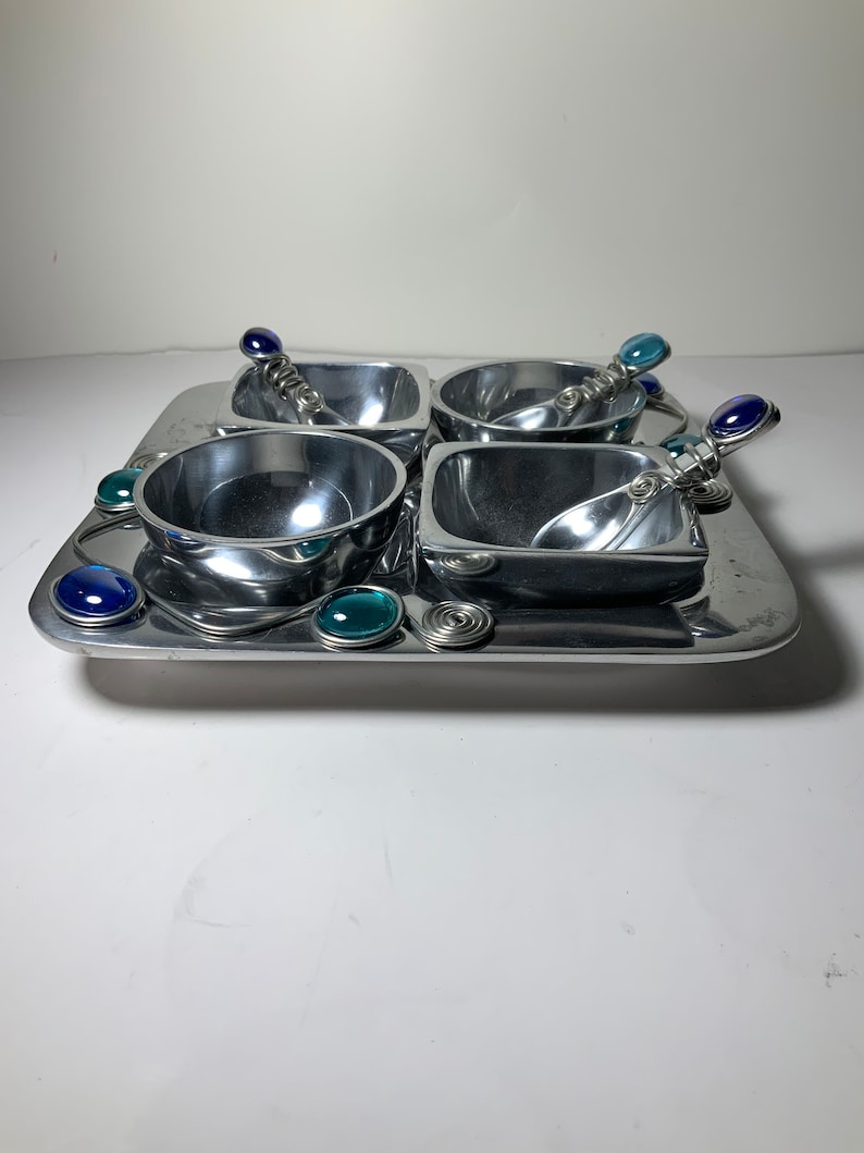 Dary Rees Original Aluminum Segmented Plate With 4 Matching Bowls and 3 ...