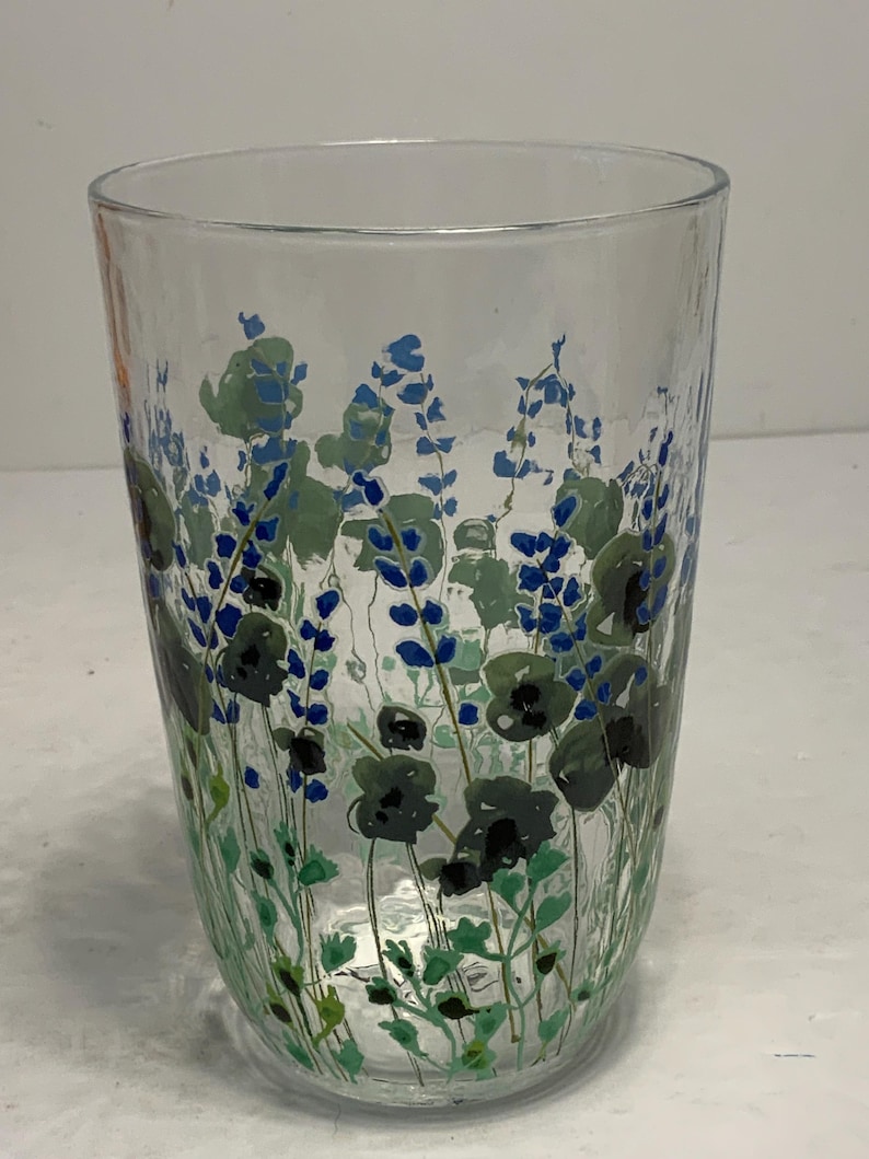 Set of 2 Anthropologie Clemence Glass Wildflower Tall Tumblers 5.5 in. image 11