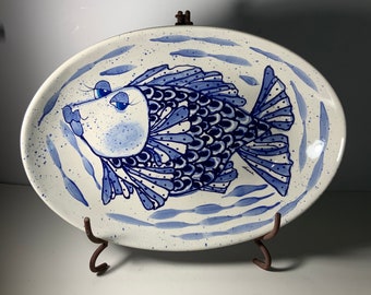 vintage Diane Artware Assiette à poisson en céramique « Come Dream With Me » 45 cm