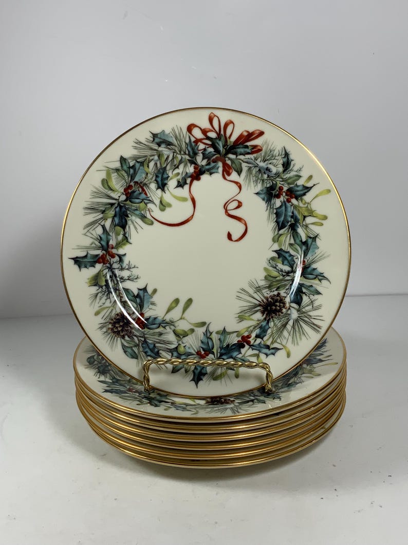 Set of 7 Lenox Winter Greeting Bread Canape Plates 6.5 In. Etsy