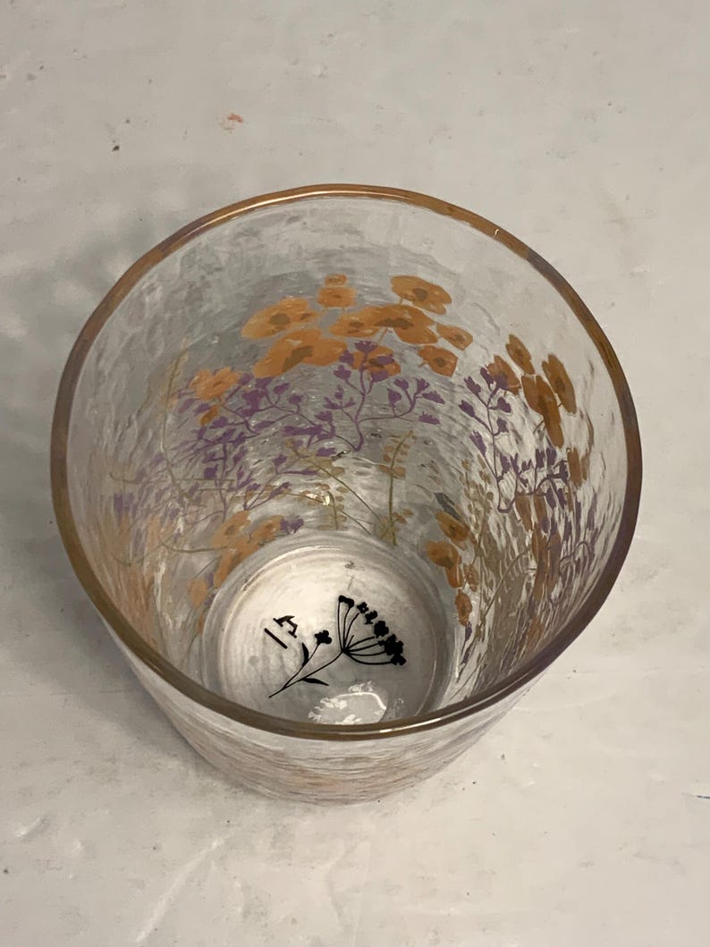 Set of 2 Anthropologie Clemence Glass Wildflower Tall Tumblers 5.5 in. image 5
