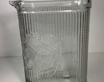 Vintage Hoosier Glass Ribbed Vegetable Refrigerator Pitcher 9 in.