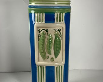 Vintage Ceramic Pea Pods Pasta Canister 14 in.