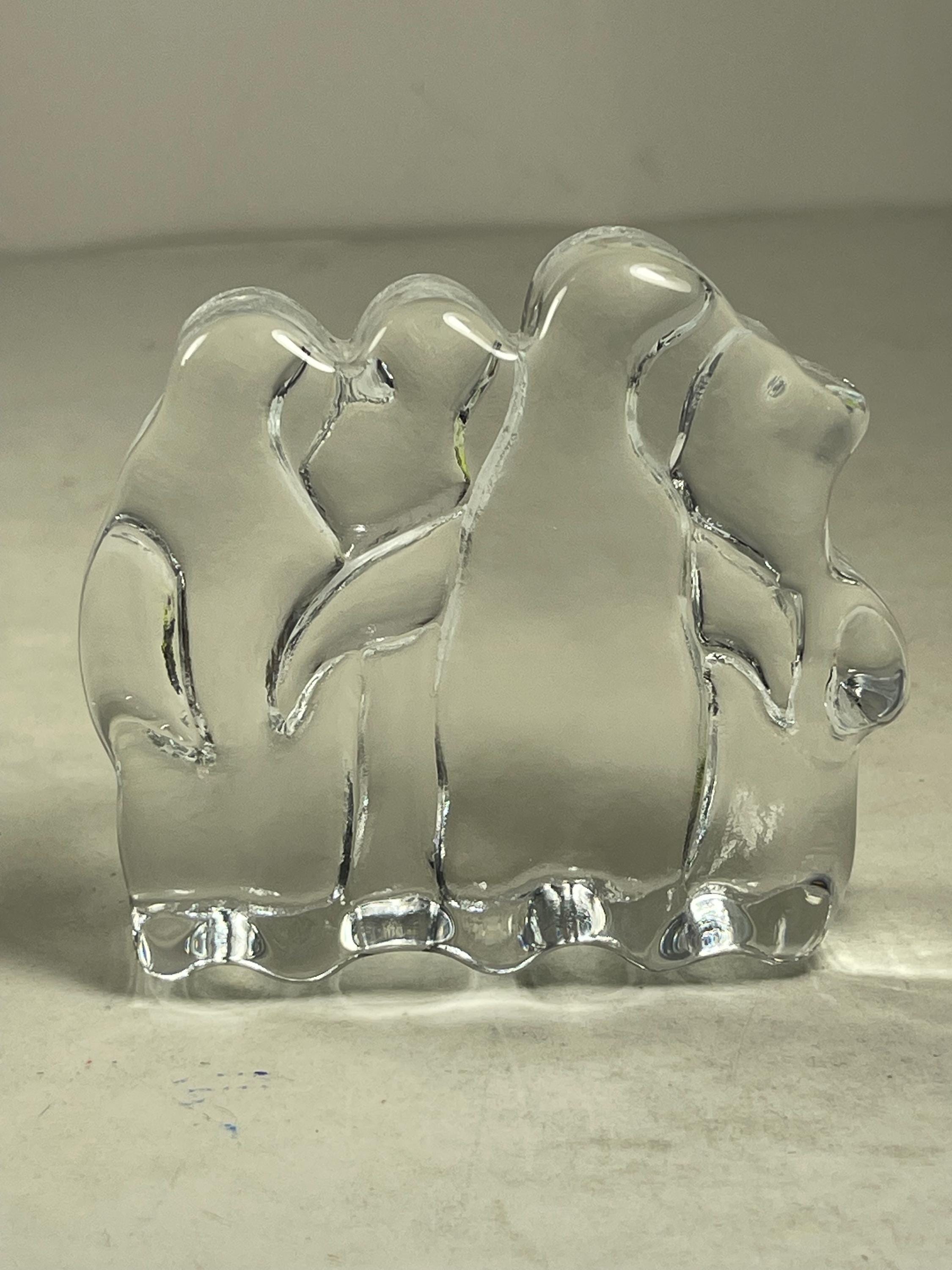 珍しいヴィンテージガラスペンギンファミリーペーパーウェイト 3