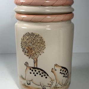 Vintage WCL Country Kitchen Ceramic Pigs Canister 8 in.