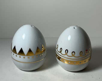 Target Threshold White & Gold Porcelain Egg Salt and Pepper Shakers