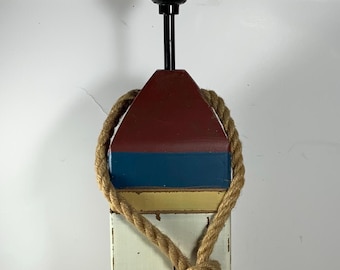 Rustic Coastal Nautical Wood Buoy Table Lamp 18 in.