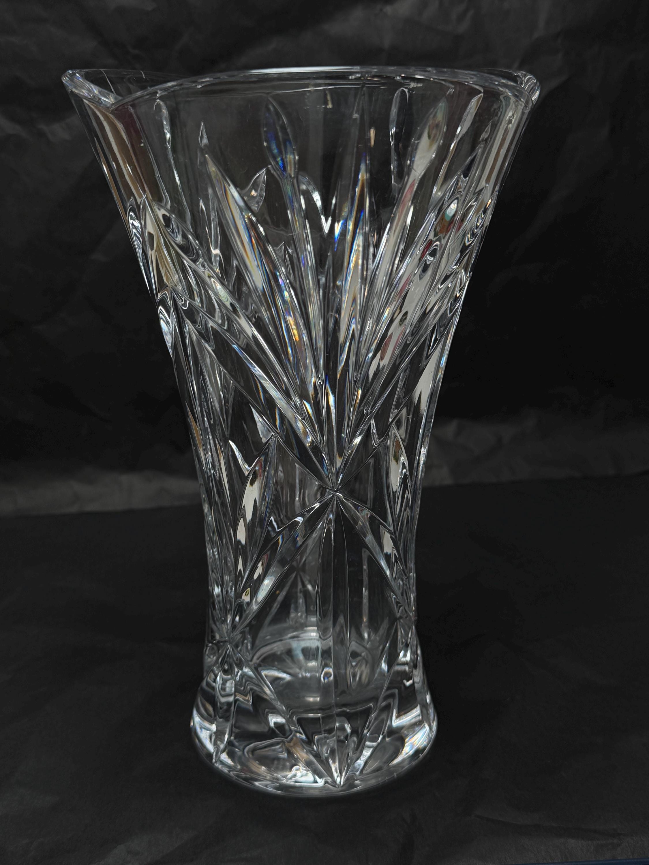 Vintage Large Crystal Vase - Etsy