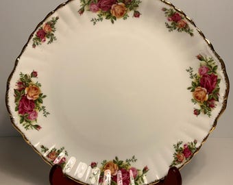 Plato para tartas vintage Royal Albert Old Country Roses de 26,7 cm (10,5 pulgadas).