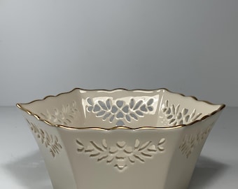 Plato/bol de porcelana hexagonal vintage Lenox Shelburne para dulces, de 6 pulgadas.