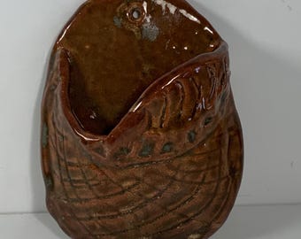 ヴィンテージの手作り小型アート陶器壁ポケット 5 インチ。 - Etsy 日本