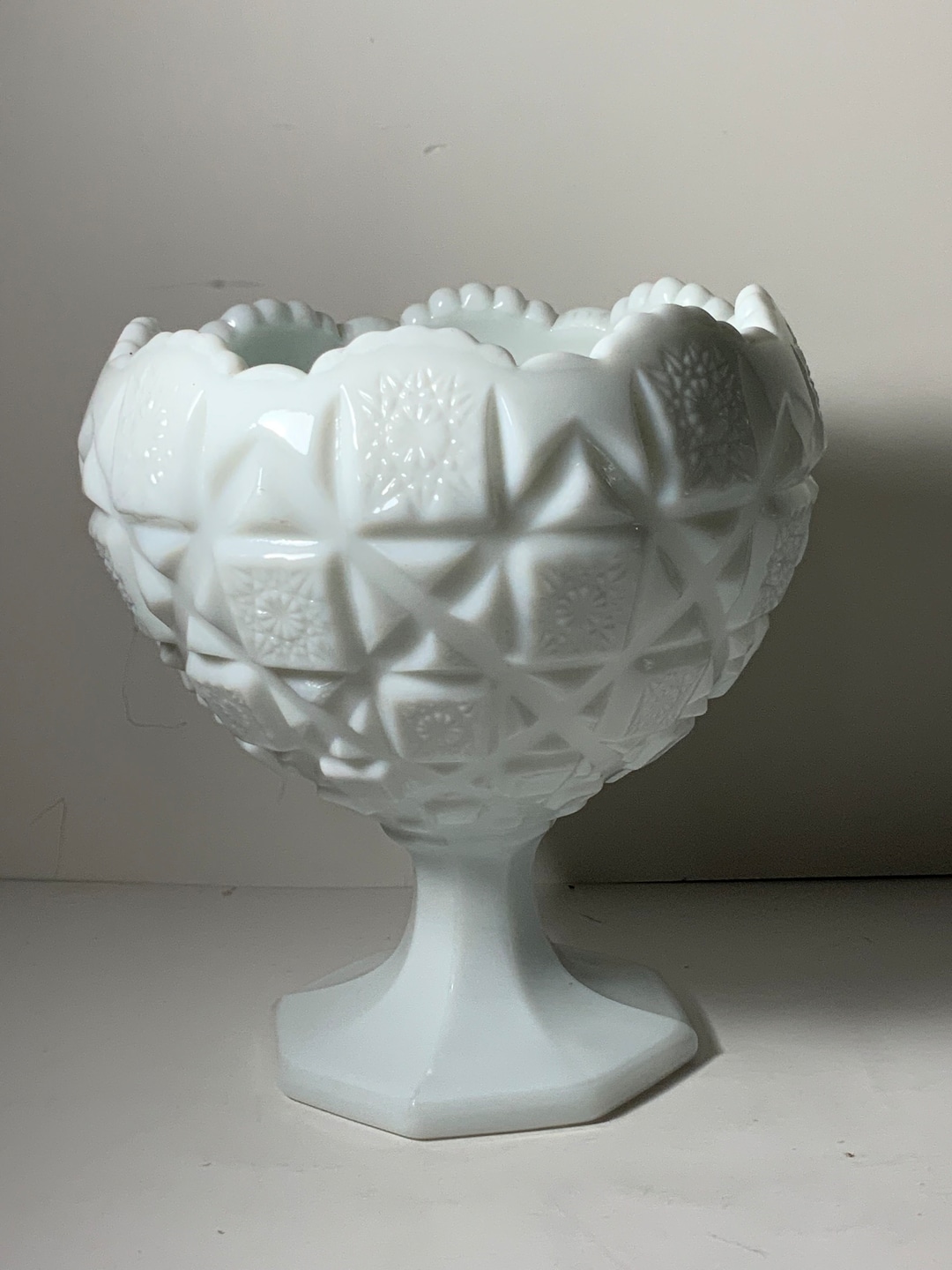 Vintage Westmoreland Old Quilt Pattern Milk Glass Console Bowl 6.5 In ...
