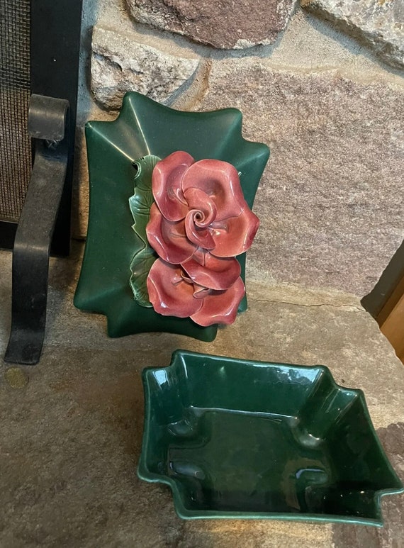 Vintage Ceramic California Pottery Handmade Rose … - image 4