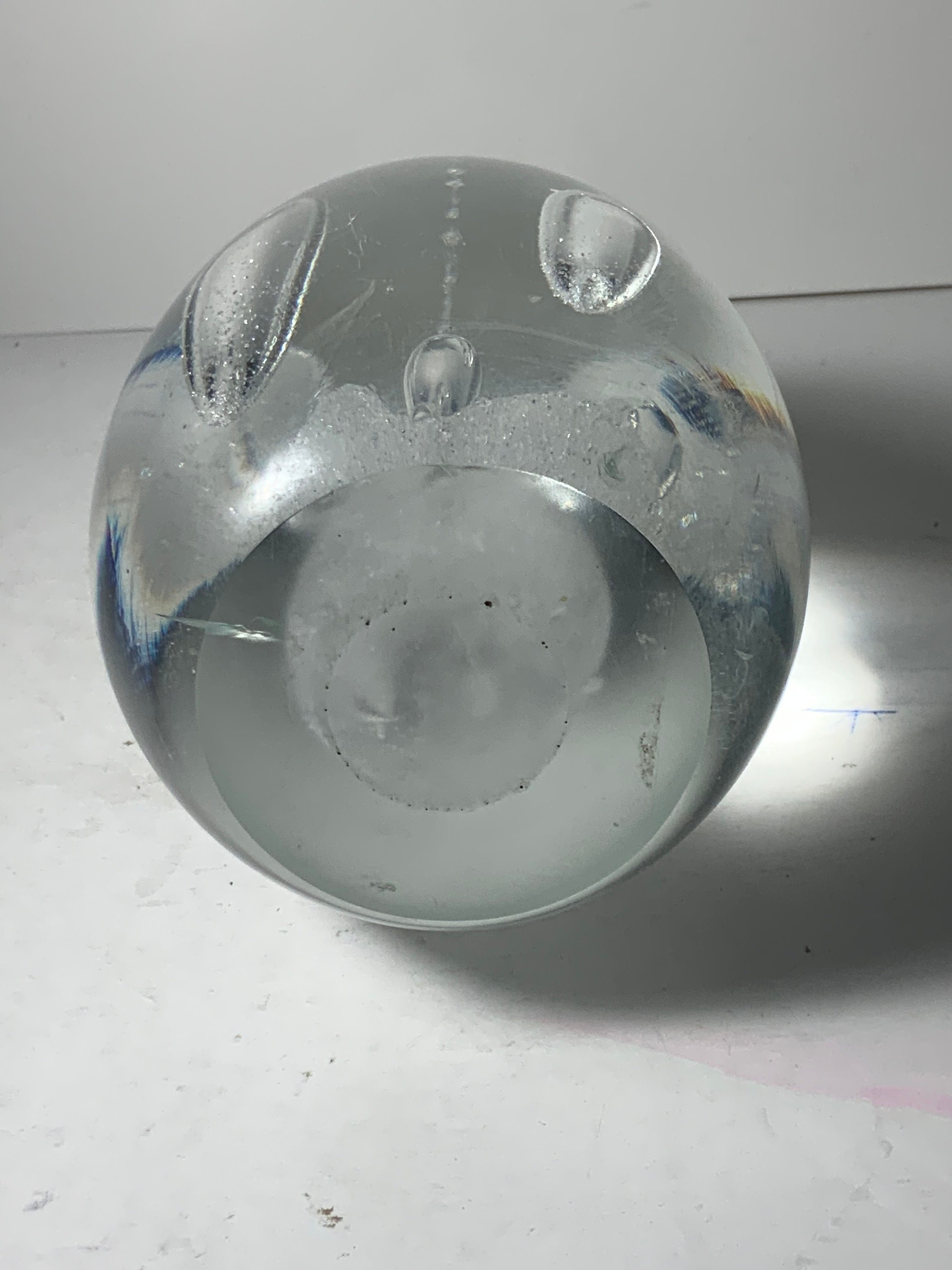 ヴィンテージ クリア バブル 卵型ガラス ペーパーウェイト 6 インチ