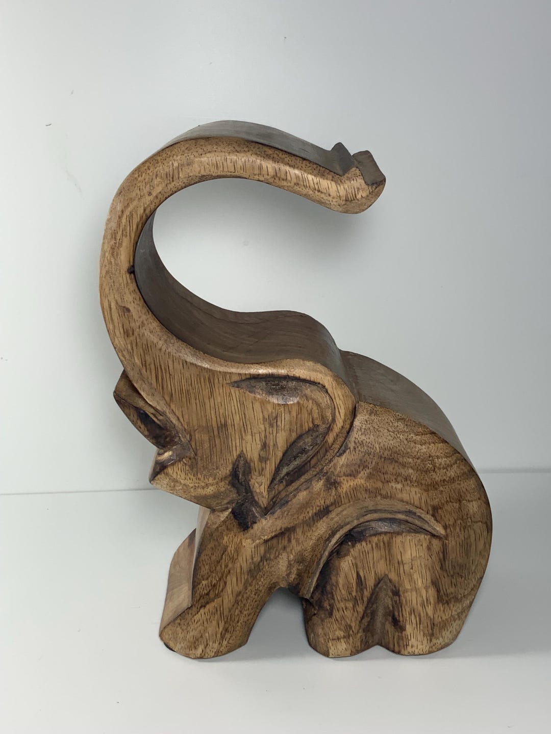 Viva Terra Hand Carved Wooden Elephant Wine Bottle Holder/display 9.5 ...