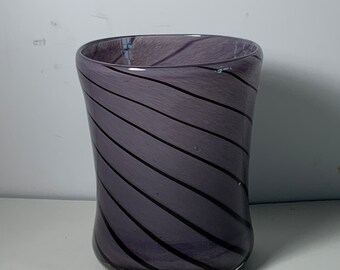 Murano Blown Glass Lilac & Dark Purple Art Glass Vase 4.5 in.