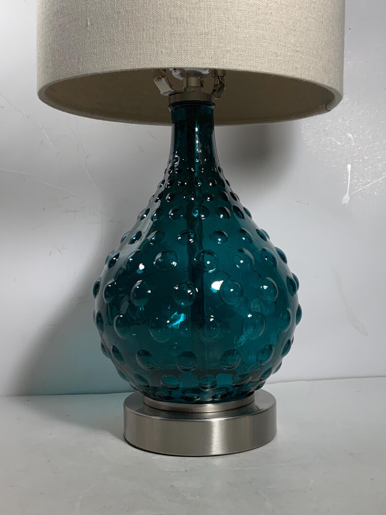 Peacock Blue Glass Bubble Lamp With Shade 19.5 In. - Etsy