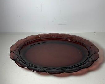 Vintage Amethyst Glass Newport Hairpin Oval Platter 12 in.