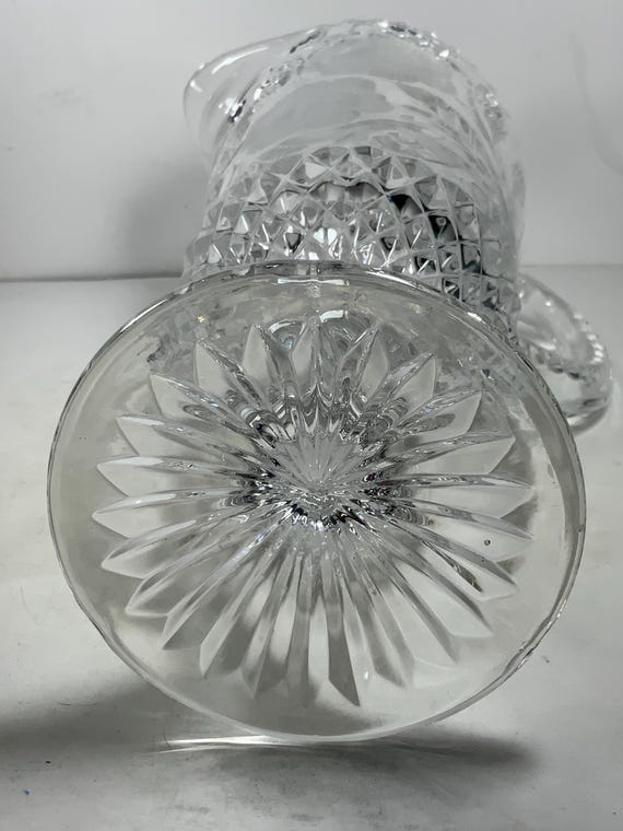 Vintage Anna Hutte Bleikristall Crystal Rose Pedestal Pitcher 12.5