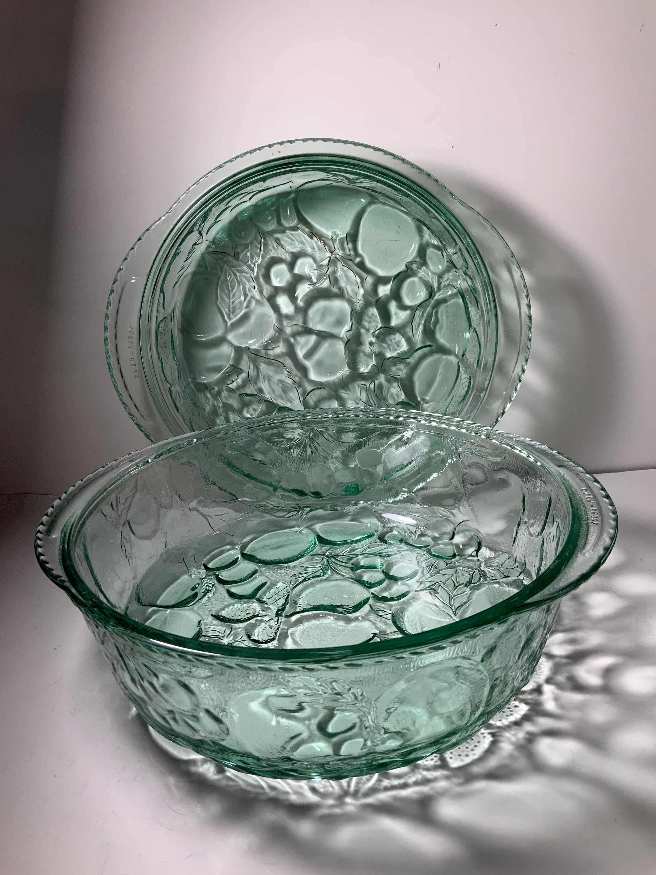 Orchard Fruit Libbey Mini Glass Pie Plates Vintage Libbey Orchard