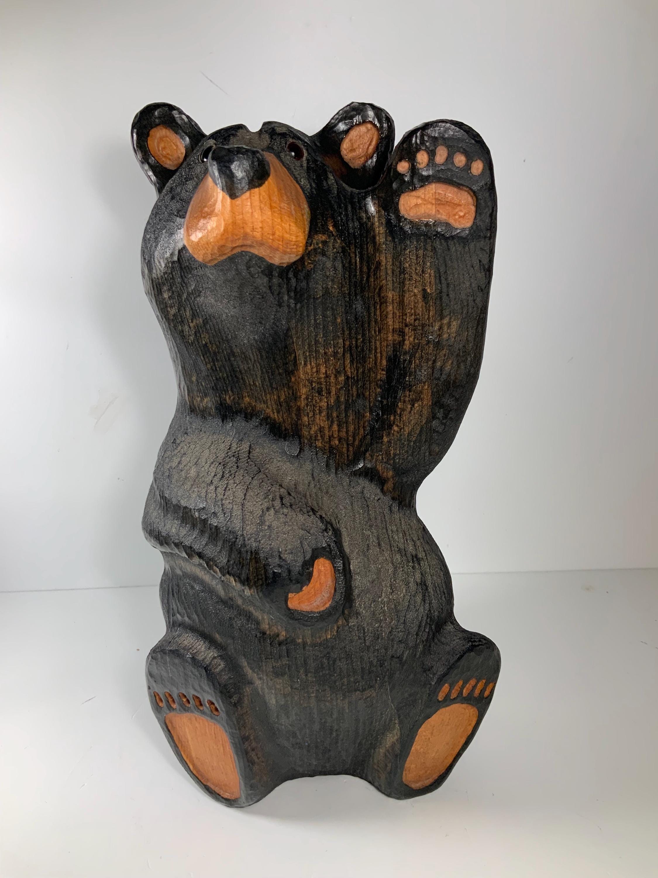 ジェフ・フレミング ビッグスカイ 手彫り木製クマ像彫刻 アンティーク 希少 Carved Jeff Fleming Bears - Etsy