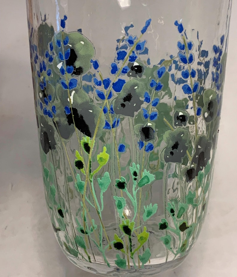 Set of 2 Anthropologie Clemence Glass Wildflower Tall Tumblers 5.5 in. image 8