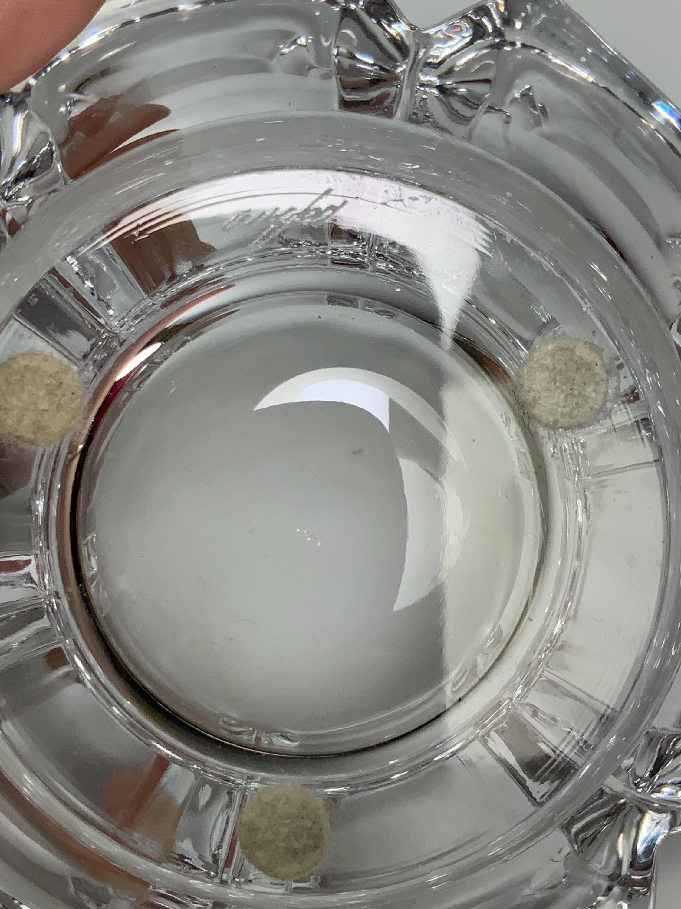 オレフォス 鉛クリスタル フルール パターン ボウル サイン入り 4.5