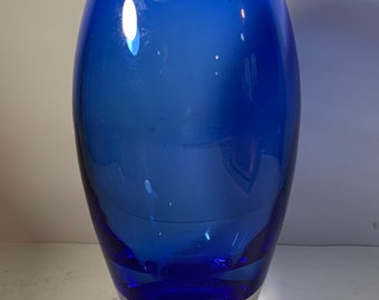 Vintage Dansk Cobalt Blue Glass Vase 10 in.