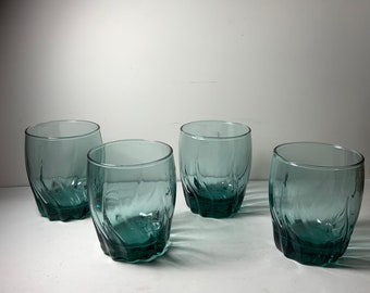 Set mit 4 Anchor Hocking Central Park Blue Swirl Glasbechern 4 Zoll.