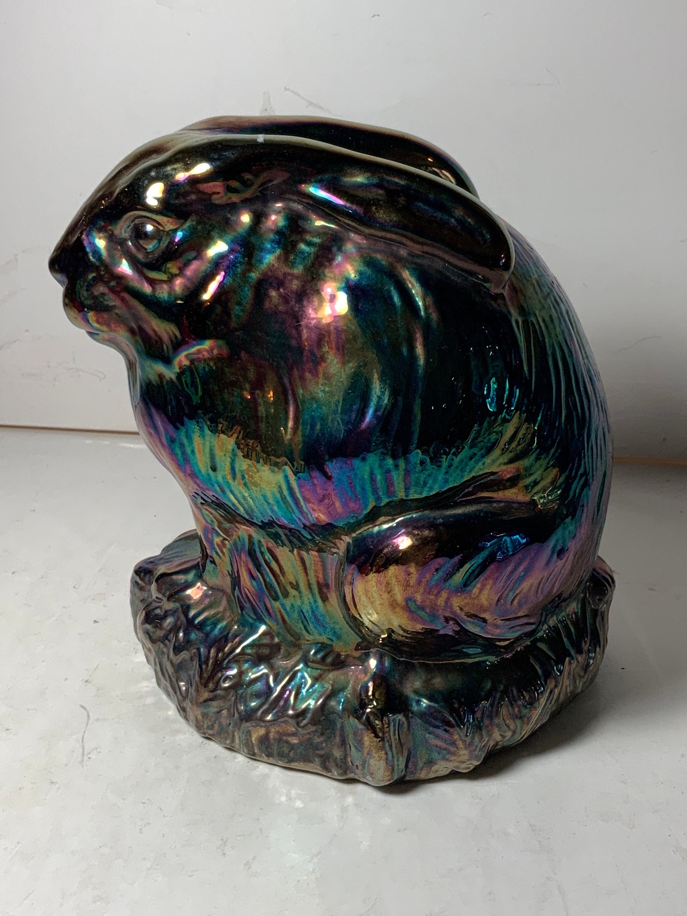 Vintage Fenton Large Blue Carnival Glass Rabbit 6 In. - Etsy