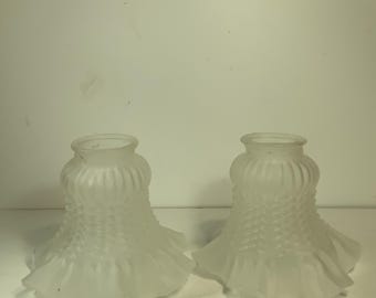 Juego de 2 pantallas de repuesto para lámpara de globo de cristal con volantes vintage de 2 pulgadas