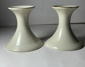 Set of 2 Lenox Special Ivory/ Gold Porcelain Candlesticks 3.5 in.