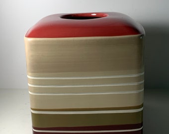 Vintage Madison Stripes Ceramic Tissue Box Cover 6 in.