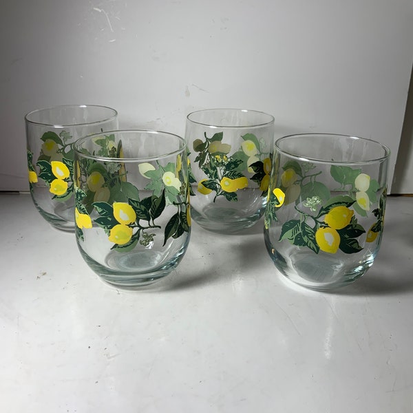 Set of 4 Vintage Greenbrier Glass Lemon Goblets New 4.25 in.