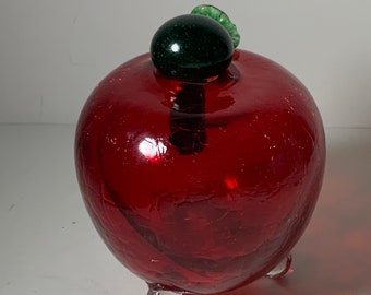 Hand Blown Glass Red Apple Fruit Fly Trap 5 in.