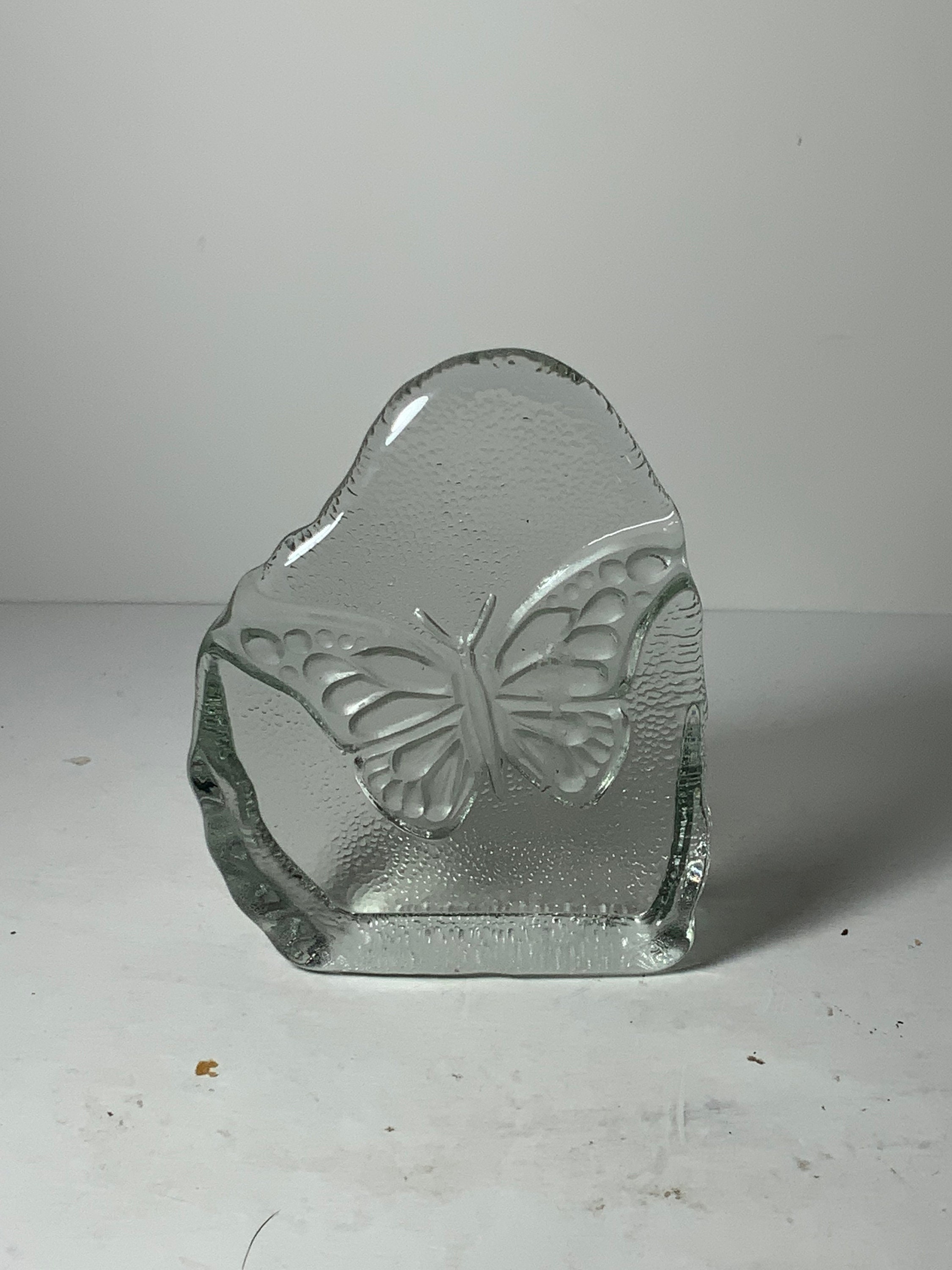 Vintage Crystal Butterfly Paperweight 3.5 in.