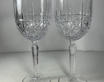 Set of 2 Marquis by Waterford Brady Pattern Crystal Iced Tea/Wine Goblets 9 in.