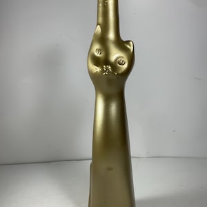 Gold Happy Cat Glass Wine Bottle 13 in.