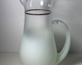 Vintage Retro Blendo White Frosted Glass Pitcher West Virginia 9 in.