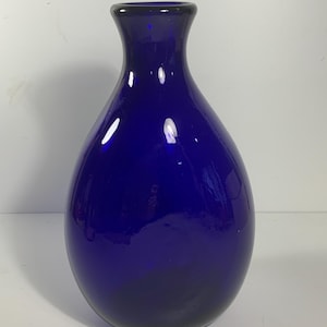 Vintage Hand Blown Cobalt Blue Teardrop Vase/Decanter Heavy 9.5 in.