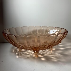 Vintage Indiana Glass Pink Glass Oval Fruit Bowl Rare 12 in.
