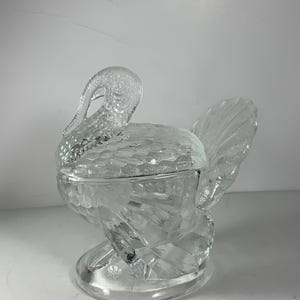 Prato para doces de peru em vidro transparente LE Smith da década de 1960, 7,5 pol.