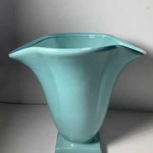 Vintage Shawnee Baby Blue Large Fluted Ceramic Vase 9 in.