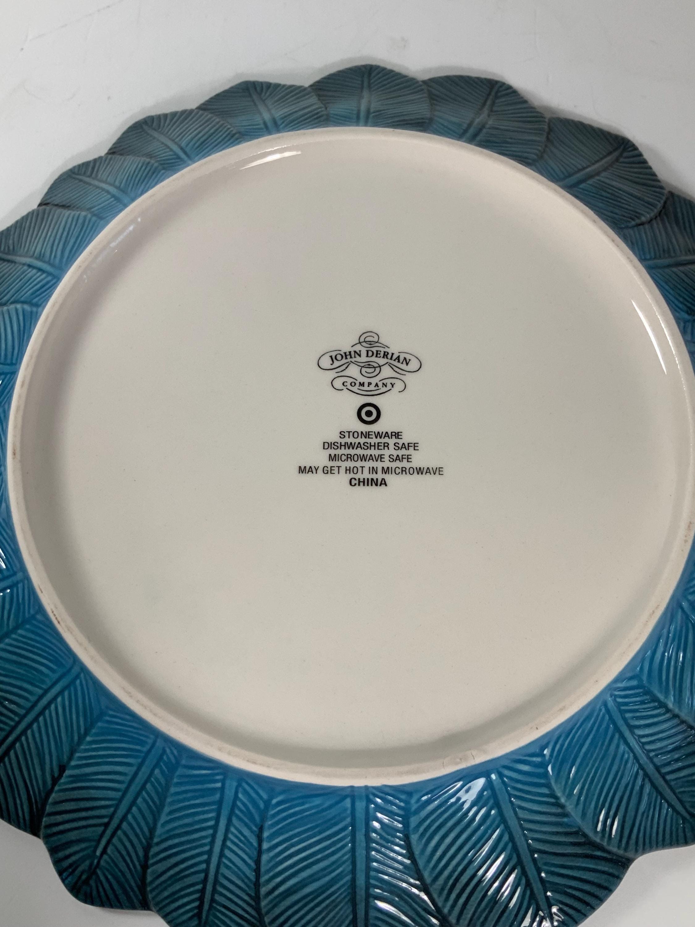 Set of 4 John Derian for Target Ceramic Turquoise Feather Salad