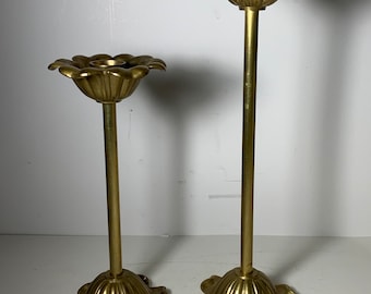 Set van 2 vintage metalen bloemkandelaarhouders, zeldzaam