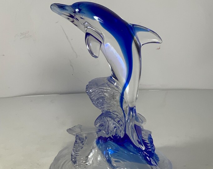 Crystal World Ornamento In Vetro Tagliato A Mano – Delfino Con Sfera Su Base Di Vetro, Altezza 9 Cm, Effetto Luccicante