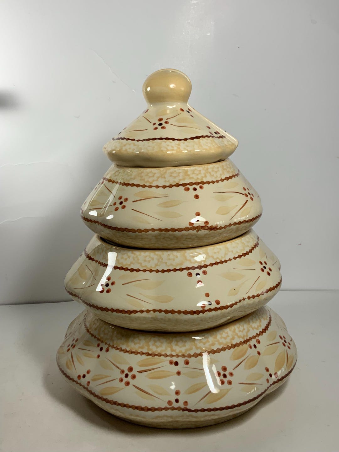 Temp-tations Old World Cream Tiered Christmas Tree Ovenware Bowls and ...