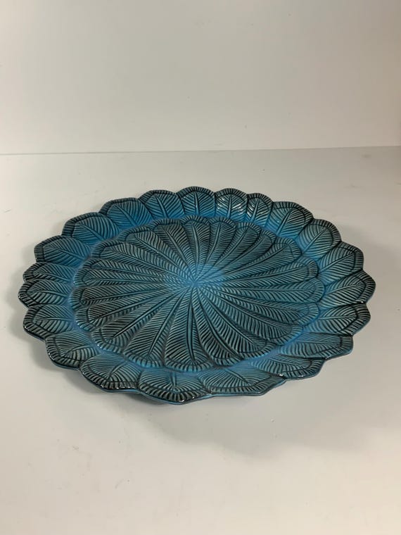Set of 4 John Derian for Target Ceramic Turquoise Feather Salad